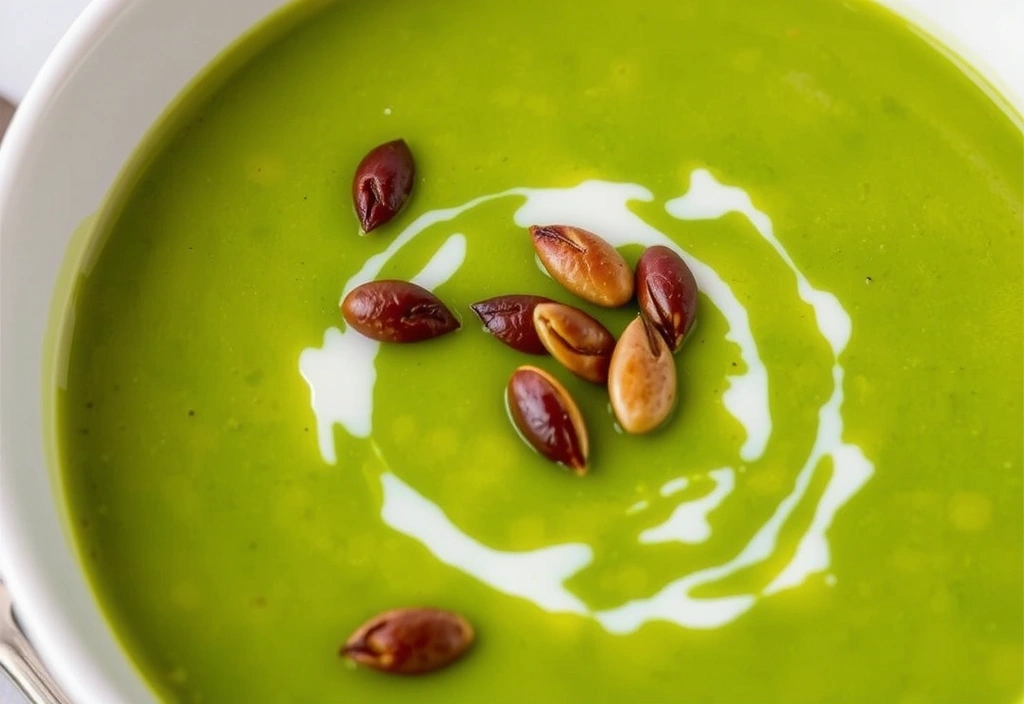 Zdjęcie zupy krem z brokułów z pestkami dyni