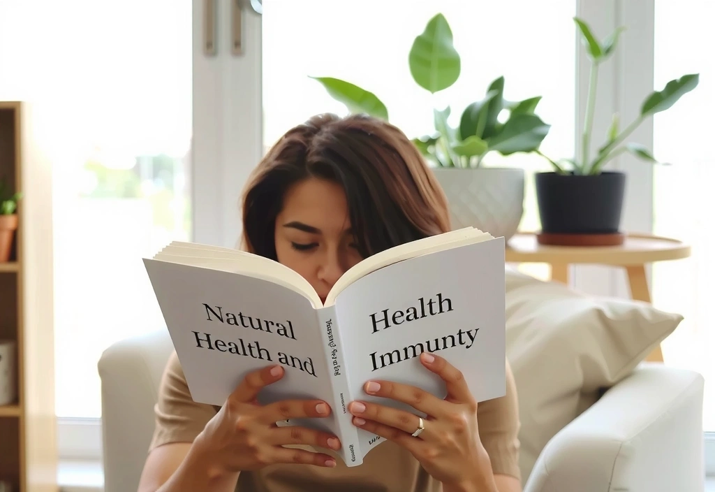 Osoba czytająca książkę o zdrowiu, symbolizująca zdobywanie wiedzy.